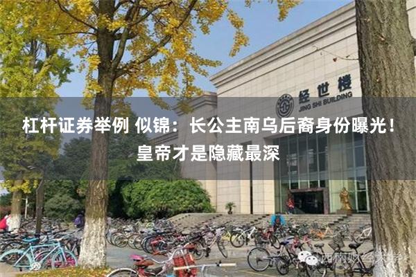 杠杆证券举例 似锦：长公主南乌后裔身份曝光！皇帝才是隐藏最深